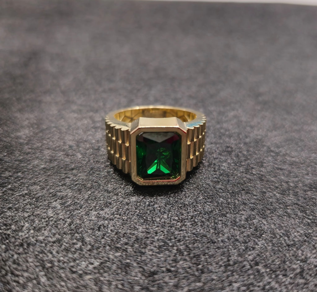 ANILLOS SORTIJA P/ HOMBRE 14 KT VERDE Size "10" Weight 7.2 G