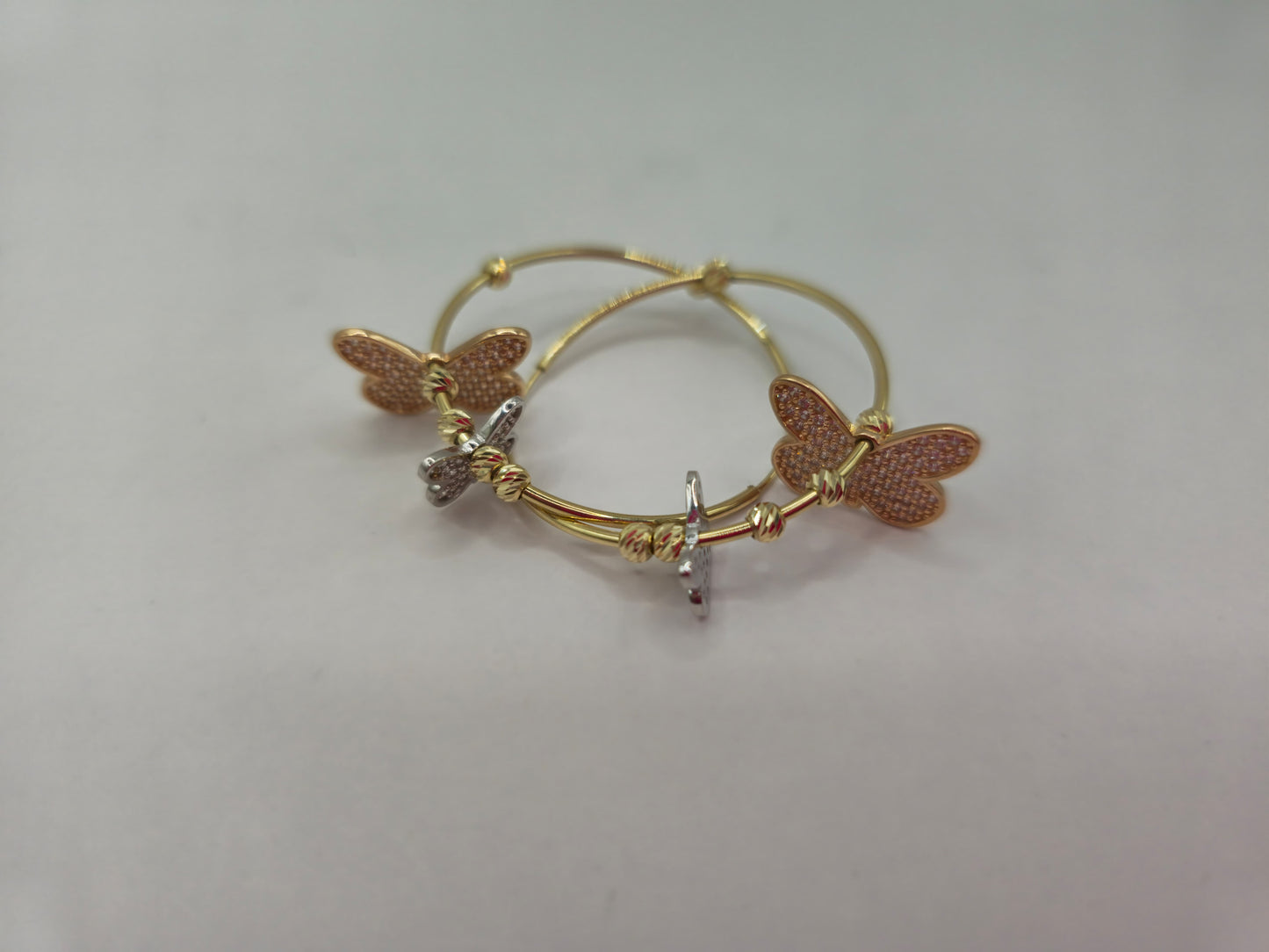 BUTTERFLY HOOP EARRINGS 14 KT Weight 5.9 G