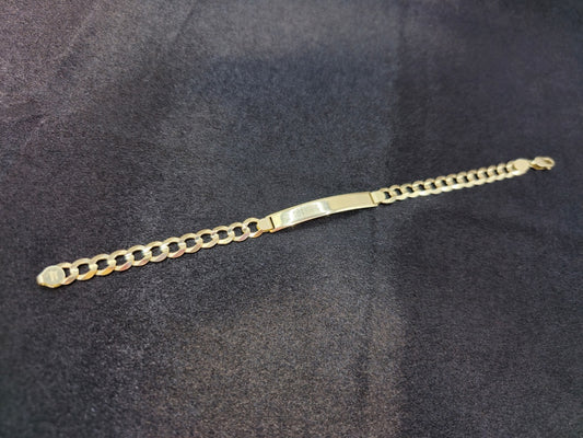 BRILLIANT CUT BRACELET WITH PLATE 14 KT Weight 10.6 G