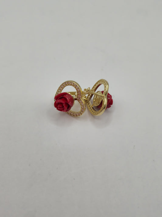 ARETES CORAZON/ROSA 14 KT Weight 4.1 G