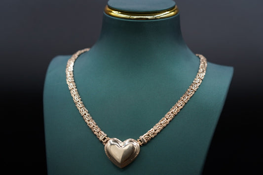 BYZANTINE CHAIN ​​WITH HEART 14 KT Weight 24.50 Gr.